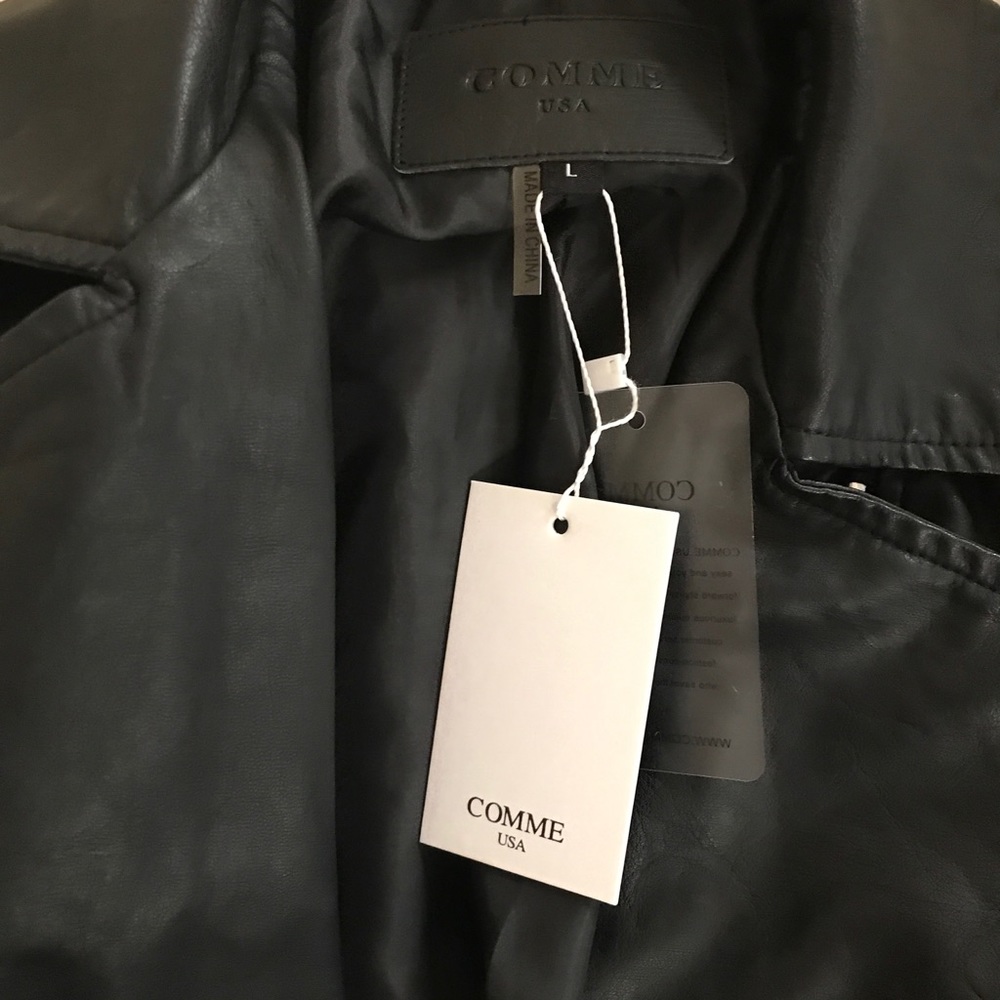 COMME USA vegan leather jacket Large. New with tags!